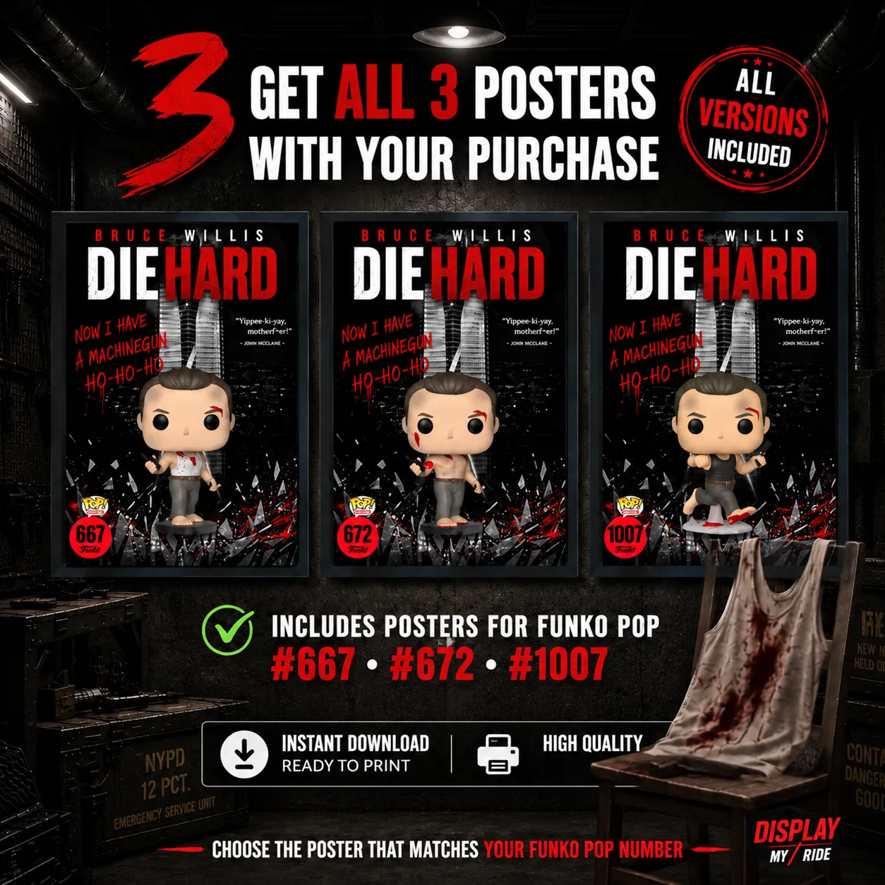Die Hard Poster Pack – 3 Posters for John McClane #667, #672 & #1007