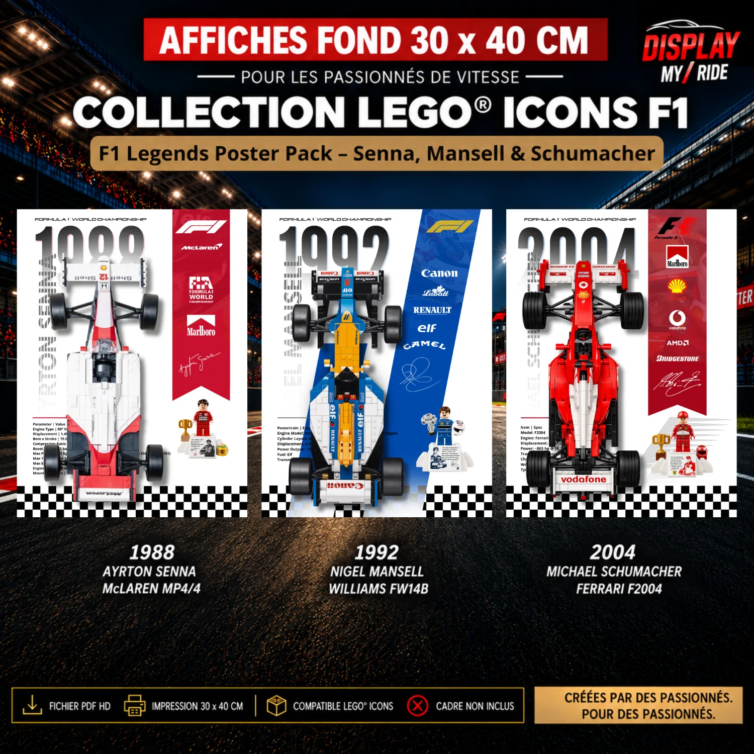 F1 Legends Poster Pack – Senna, Mansell & Schumacher
